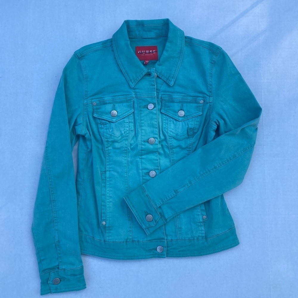 New GUESS Alisana Green Demim Jacket SZ S